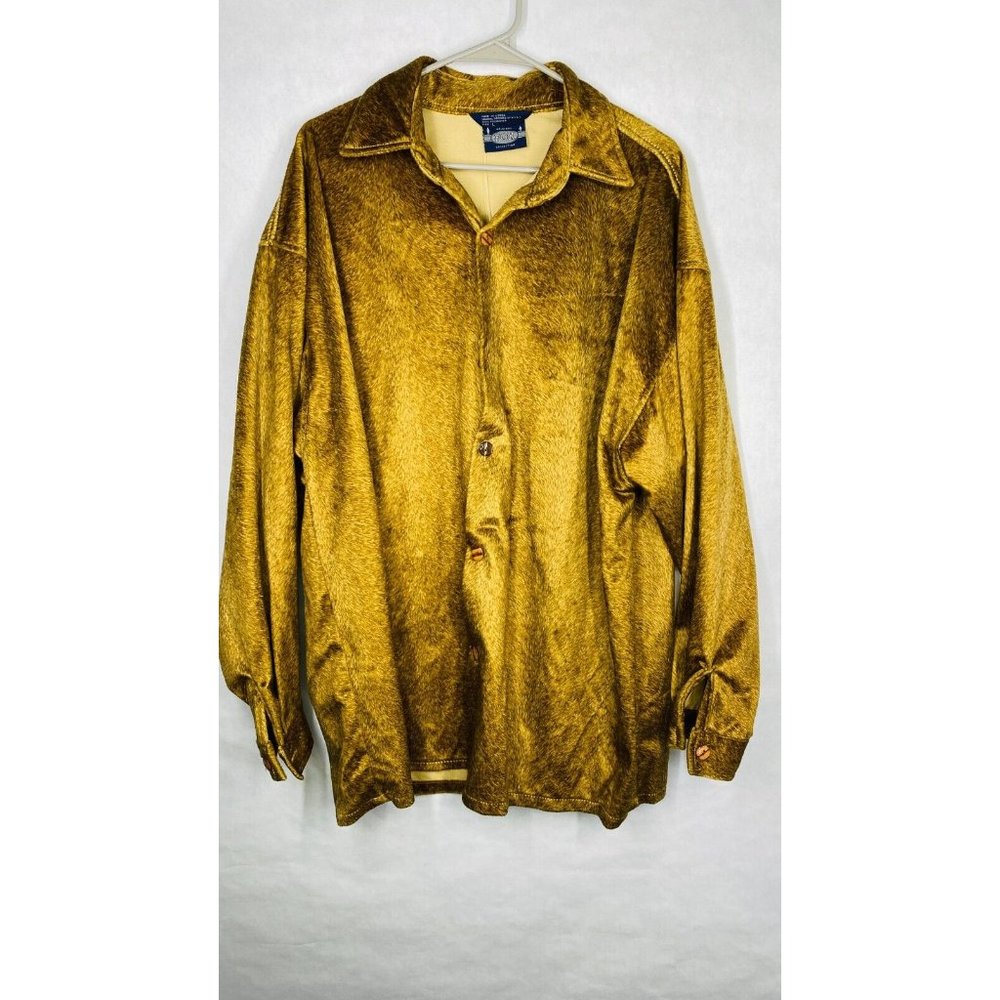 Fox Collection Button Down Men's Size L Brown Looks Like Animal Fur Vintage